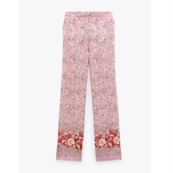 Zara Linen Blend Printed Wide Leg Pants Size Small / Medium - Picture 5 of 13